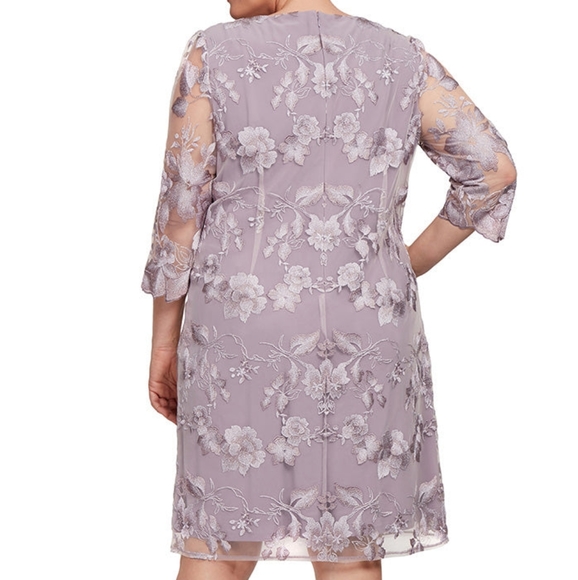 ALEX EVENINGS Embroidered Lace Mock Jacket Cocktail Dress, size 8 - Picture 4 of 15